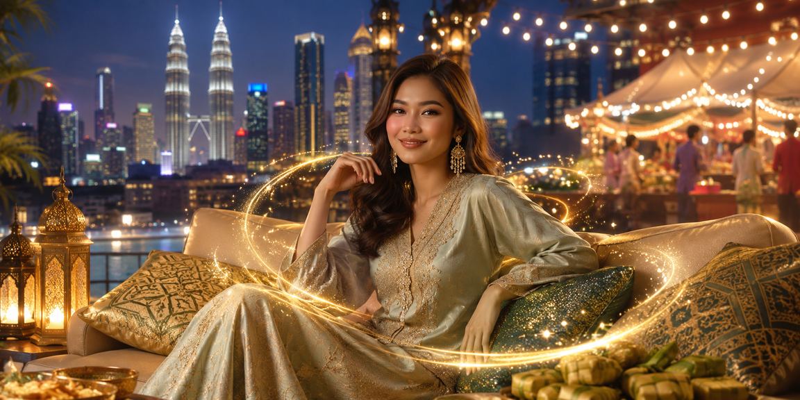 Suasana hiburan kasino Hari Raya di Kuala Lumpur dengan dekorasi meriah dan berwarna-warni